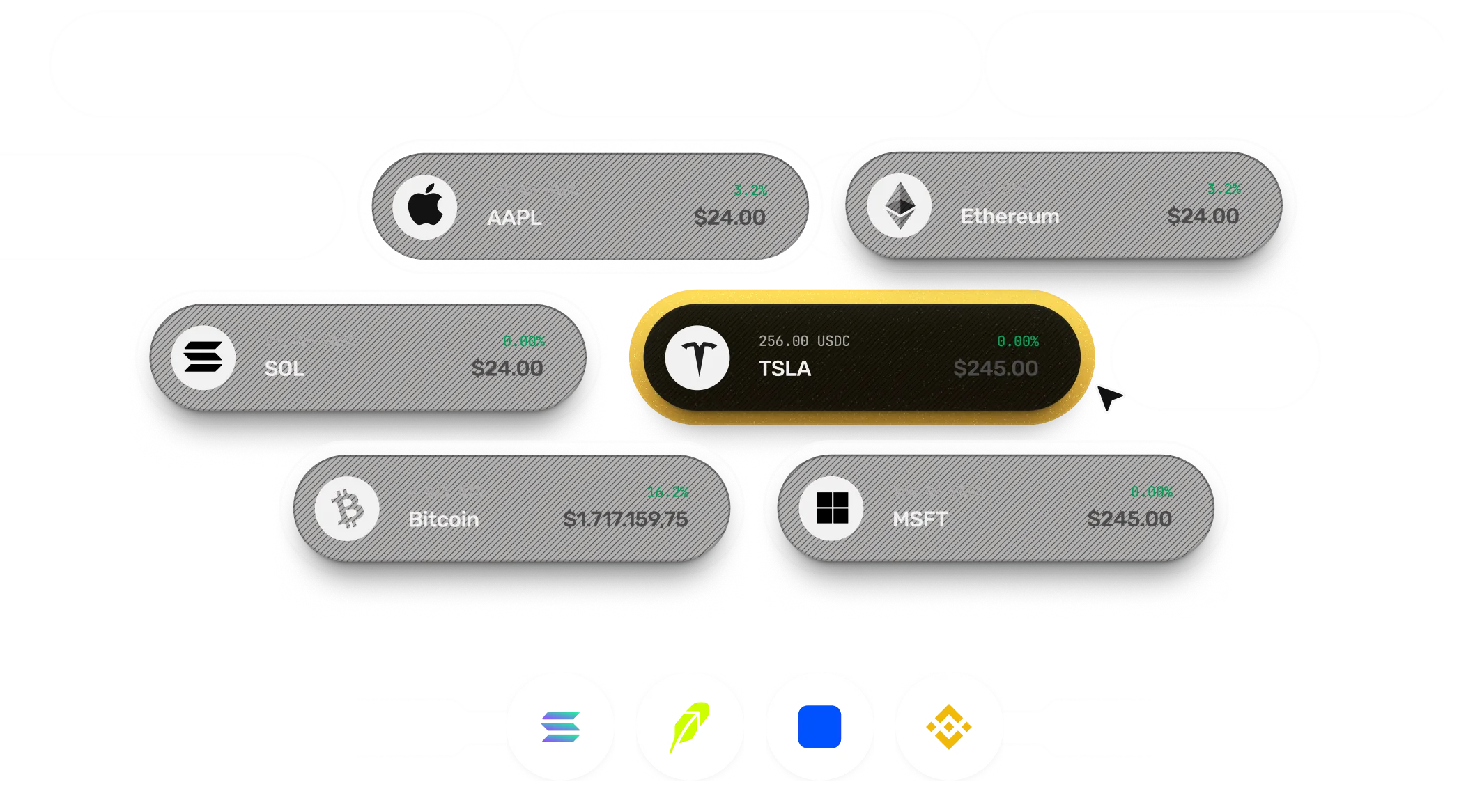 Trade any crypto token or stock